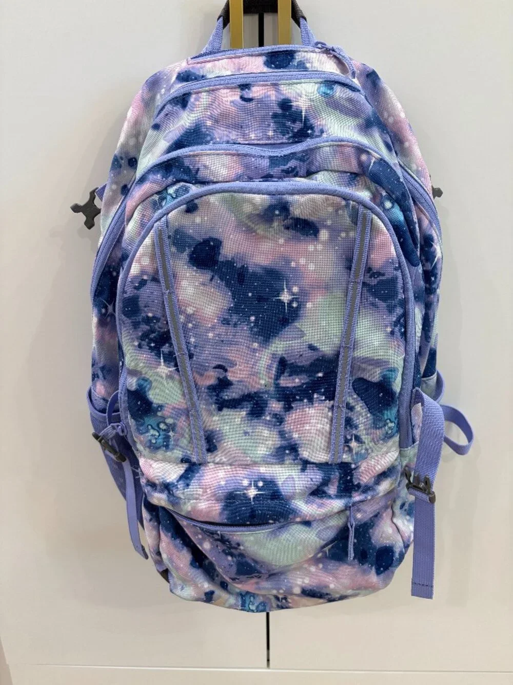 Lands' End Classmate XL Backpack & Insulated Lunchbox Lavender Galaxy EUC
